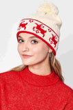 Reindeer Christmas Holiday Pom Beanie