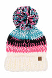 C.C Multi Color Chunky Yarn Pom Beanie