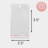 100PCS - 2.5" X 3.5" Clear plastic jewelry bags