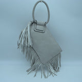 Fringe Accent Clutch Bag with Braided Circular Top Handle