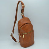 Structured Sling Bag with Contrast Zipper Detail