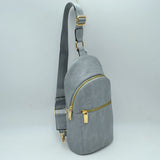 Structured Sling Bag with Contrast Zipper Detail