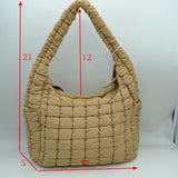 Quilted Puffer Hobo Shoulder Bag with Side Slip Pockets