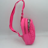 Ergonomic Puffer Sling Bag Multi-Zip Crossbody Backpack with Ruched Quilted Detail