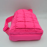 Ergonomic Puffer Sling Bag Multi-Zip Crossbody Backpack with Ruched Quilted Detail
