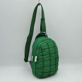 Ergonomic Puffer Sling Bag Multi-Zip Crossbody Backpack with Ruched Quilted Detail