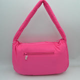 Padded Woven Shoulder Bag with Integrated Wide Strap