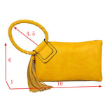 Braided Handle Wristlet Clutch with Fringe Tassel
