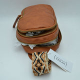 Multi-Zip Sling Backpack with Patterned Shoulder Strap