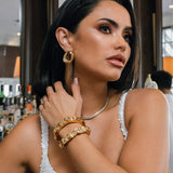 Nathalia Sculpted Hammered Cuff Bracelet Gold
