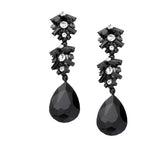Chunky Pear Crystal Floral Evening Drop Earrings
