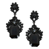 Emerald Cut Stone Accented Evening Earrings