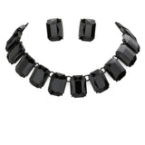 Emerald Cut Stone Link Evening Necklace Earring Set