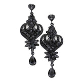 Glass Crystal Heart Teardrop Evening Earrings