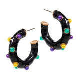 Mardi Gras Pearl Embellished Hoop Earrings