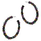 Mardi Gras Rhinestone Embellished Hoop Earrings
