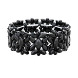 Marquise Floral Oval Crystal Cluster Stretch Evening Bracelet