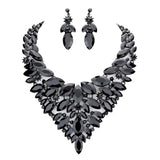 Marquise Stone Cluster Statement Evening Necklace