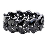 Rhinestone Pave Marquise Stone Leaf Stretch Evening Bracelet