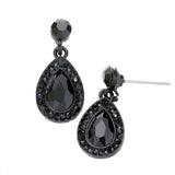 Rhinestone Trim Teardrop Stone Dangle Evening Earrings