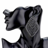 Rhinestone V Shape Rhombus Evening Earrings