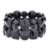 Round Emerald Cut Stone Stretch Evening Bracelet