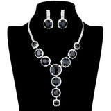 Round Stone Accented Evening Necklace Earring Set