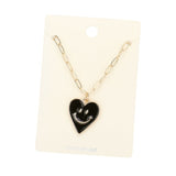 Smile Pointed Enamel Heart Pendant Necklace
