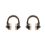 Stone Paved Enamel Headphone Stud Earrings