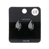 Teardrop CZ Stone Stud Earrings