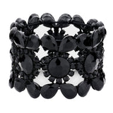 Teardrop Round Stone Stretch Evening Bracelet