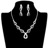 Teardrop Stone Accented Rhinestone Pave Necklace