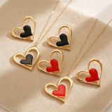 Sweet Hollow Heart Pendant Necklace & Earrings Set