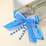 Game Day Theme Triple Layered Bow Bag Charm Keychain Bag Charm