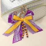 Game Day Theme Triple Layered Bow Bag Charm Keychain Bag Charm