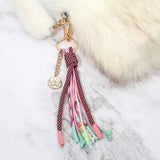 Butterfly Embossed Coin Drop HAPPY ZEW Message Beaded Rope Tassel Keychain Bag Charm