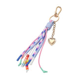 Heart Charm Drop HAPPY LOVE Message Beaded Rope Tassel Keychain Bag Charm