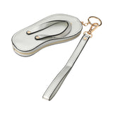 Faux Leather Flip-flop Mini Wristlet Keychain Bag Charm Coin Purse