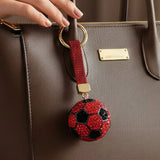 Bling Studded Soccer Ball Bag Charm Keychain