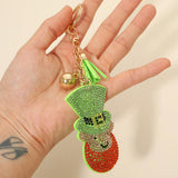 Bling Studded Leprechaun Tassel Keychain Bag Charm