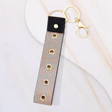 Floral Leaf Pattern Faux Leather Keychain Bag Charm