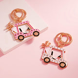 Stone Pointed Enamel Golf Cart Keychain Bag Charm