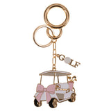 Enamel Bow Golf Cart Keychain Bag Charm