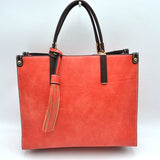 Large Shoulder Vegan Leather Tassel Handbag For Women