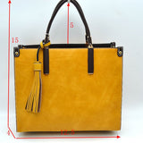 Large Shoulder Vegan Leather Tassel Handbag For Women