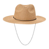 Beaded Chin Tie Straw Sun Hat