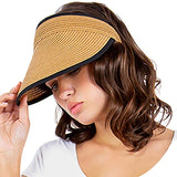 Solid Trimmed Straw Visor Sun Hat