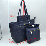 Woven Tote Bag Set with Crossbody and Wallet