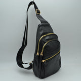 Perforated Sling Bag with Multi-Zipper Compartments