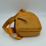Perforated Crossbody Sling Bag with Triple Zipper Pockets